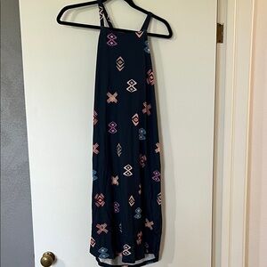 Patagonia Dark Blue Maxi Dress with Colorful Patterns